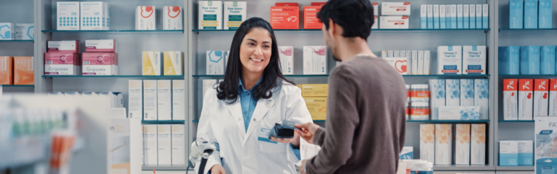 pharmacist talking to the guy